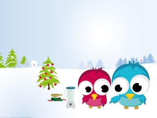 Das Funny Christmas Birds Wallpaper 320x240