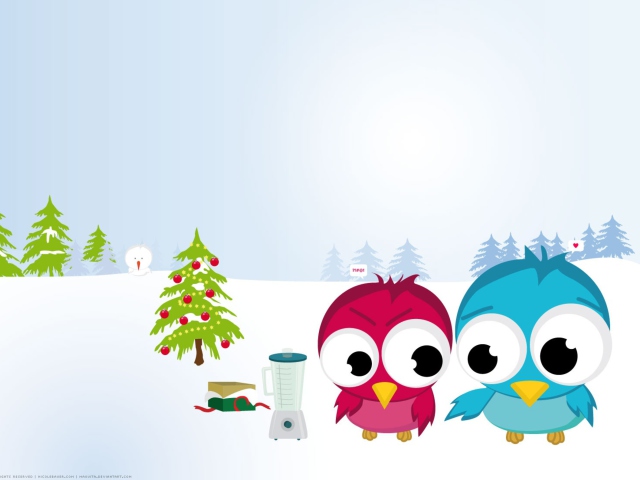Das Funny Christmas Birds Wallpaper 640x480