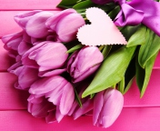 Обои Pink Tulips Bouquet And Paper Heart 176x144