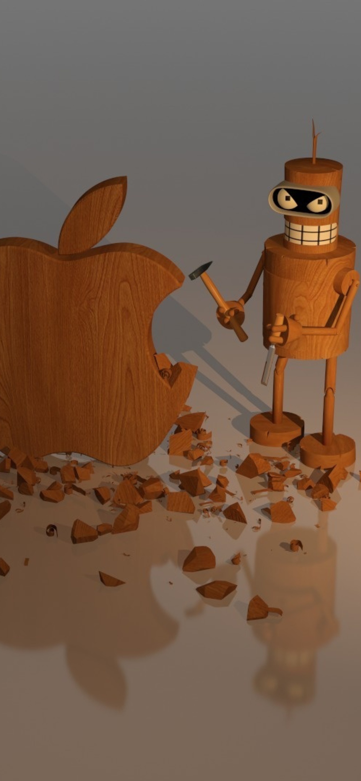 Обои Bender Against Apple 1170x2532