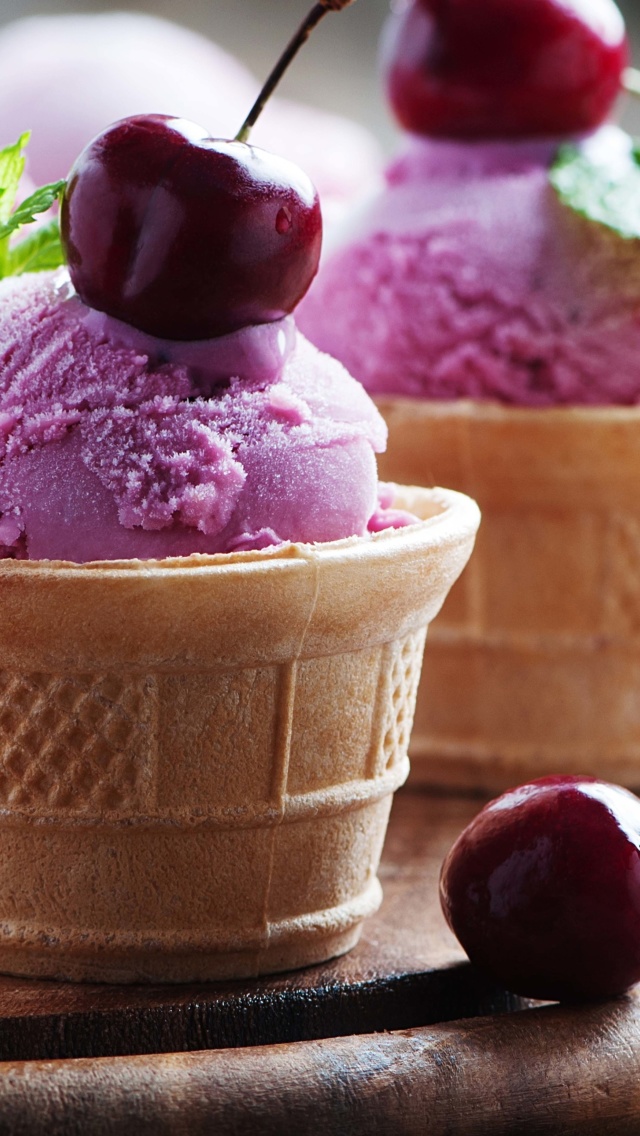 Das Pink Ice cream scoops Wallpaper 640x1136