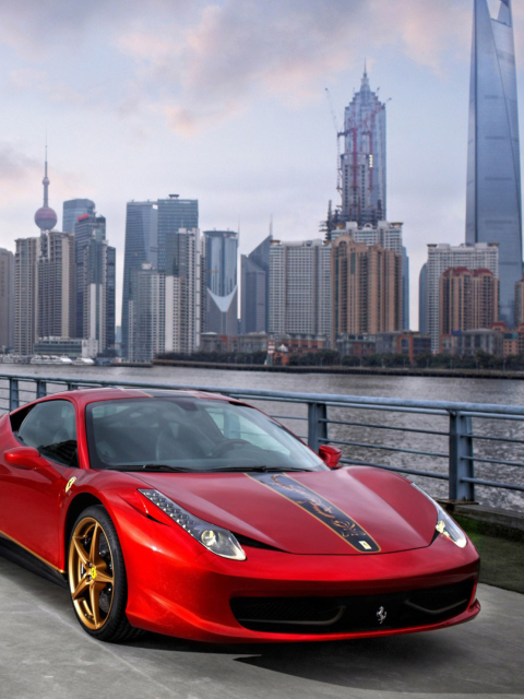 Fondo de pantalla Ferrari In The City 480x640