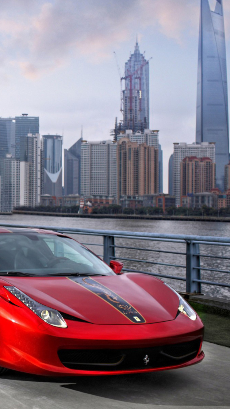 Das Ferrari In The City Wallpaper 750x1334