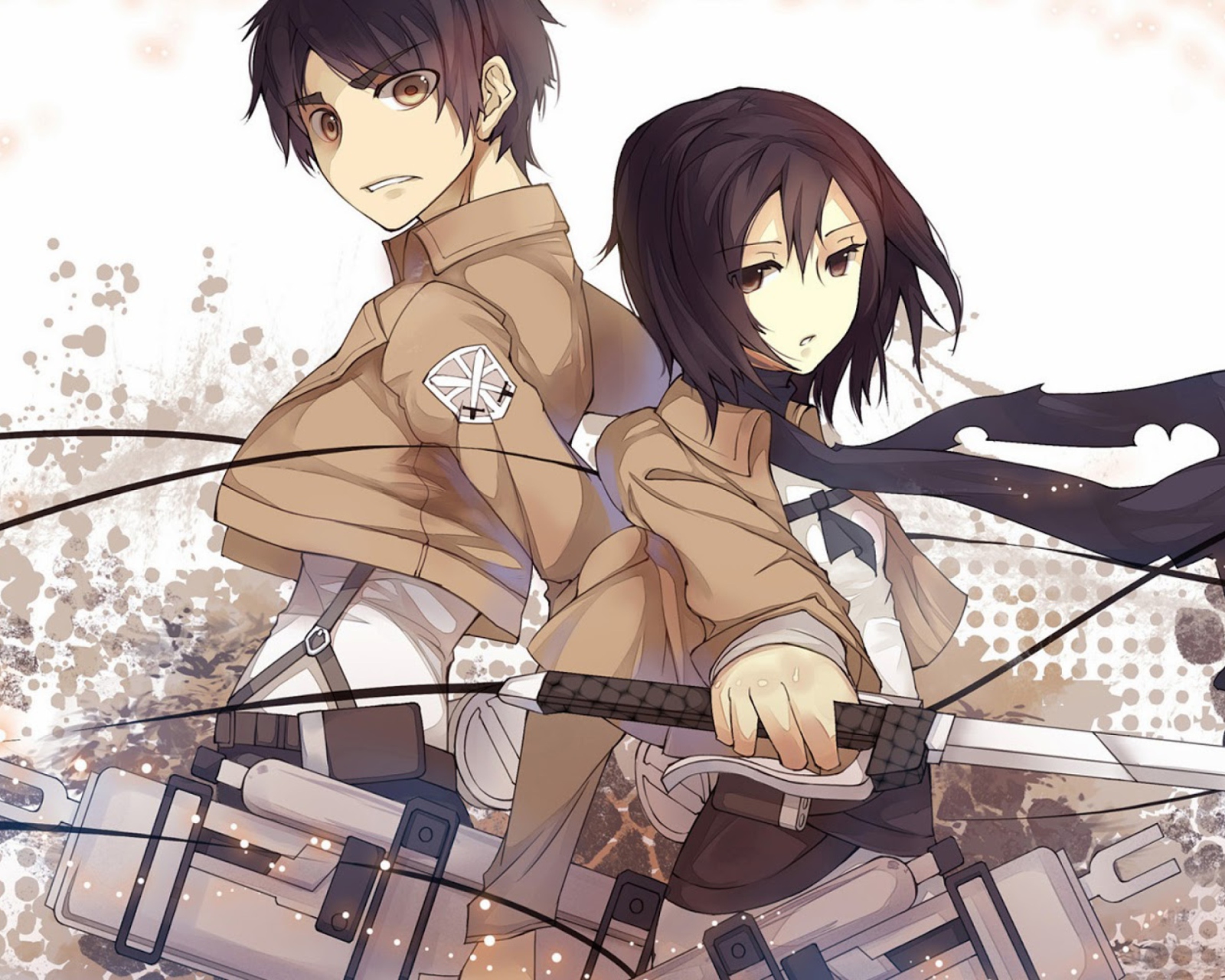 Обои Eren Jaeger with Mikasa Ackerman 1600x1280