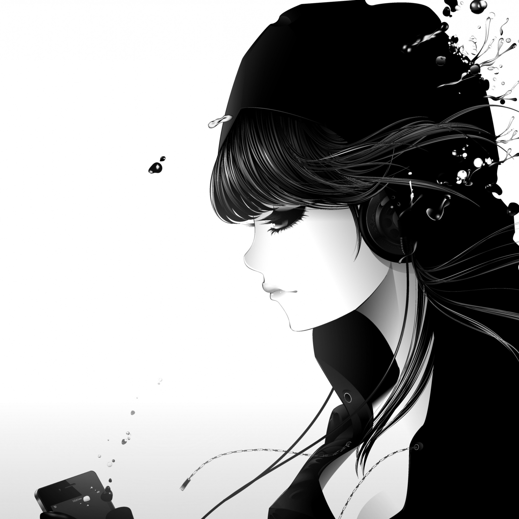 Sfondi Girl Listening To Music 2048x2048