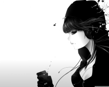 Das Girl Listening To Music Wallpaper 220x176