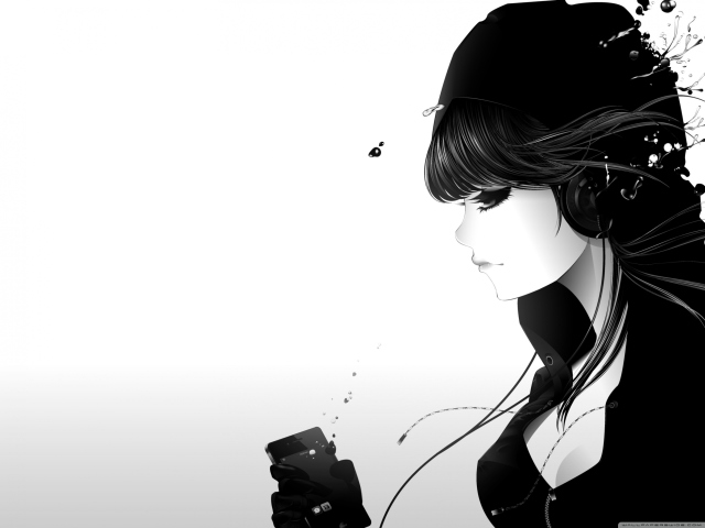 Обои Girl Listening To Music 640x480