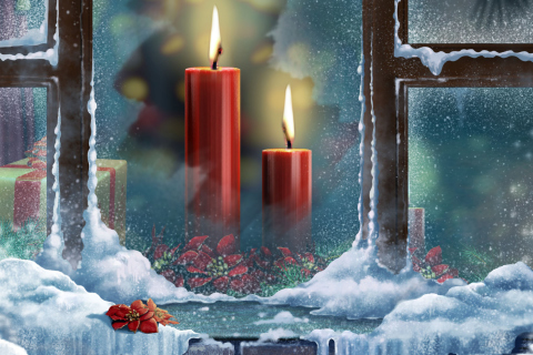Das Red Candles Wallpaper 480x320