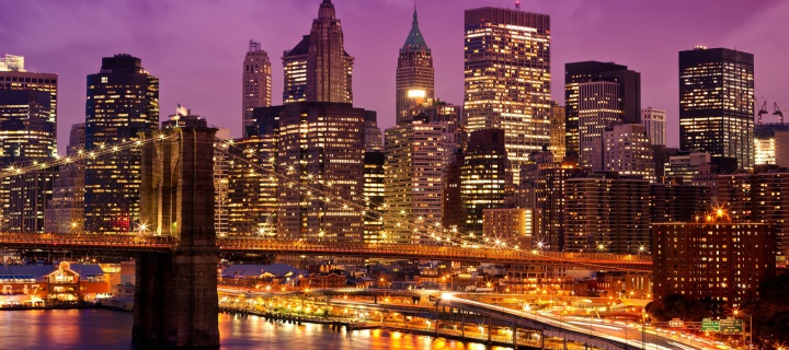 Purple Night City wallpaper 720x320