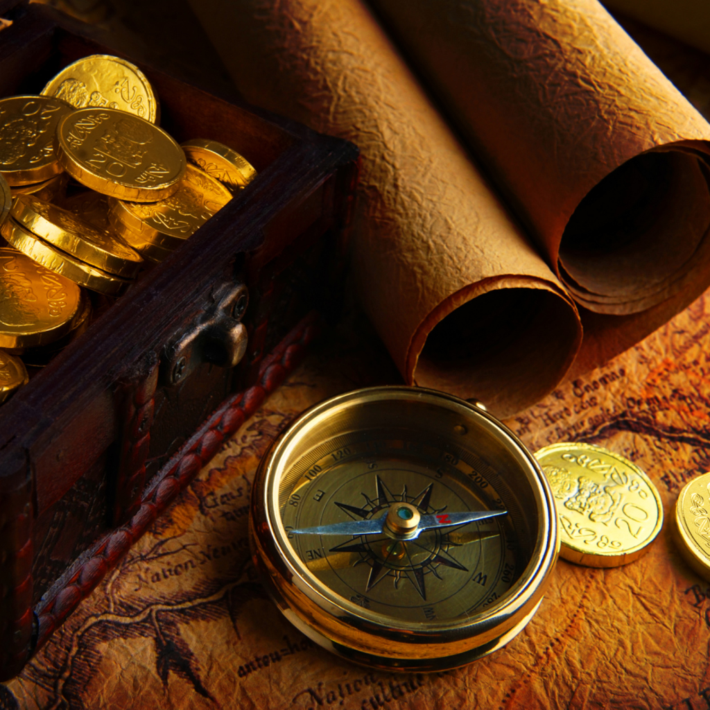 Gold and Pirate Map wallpaper 1024x1024