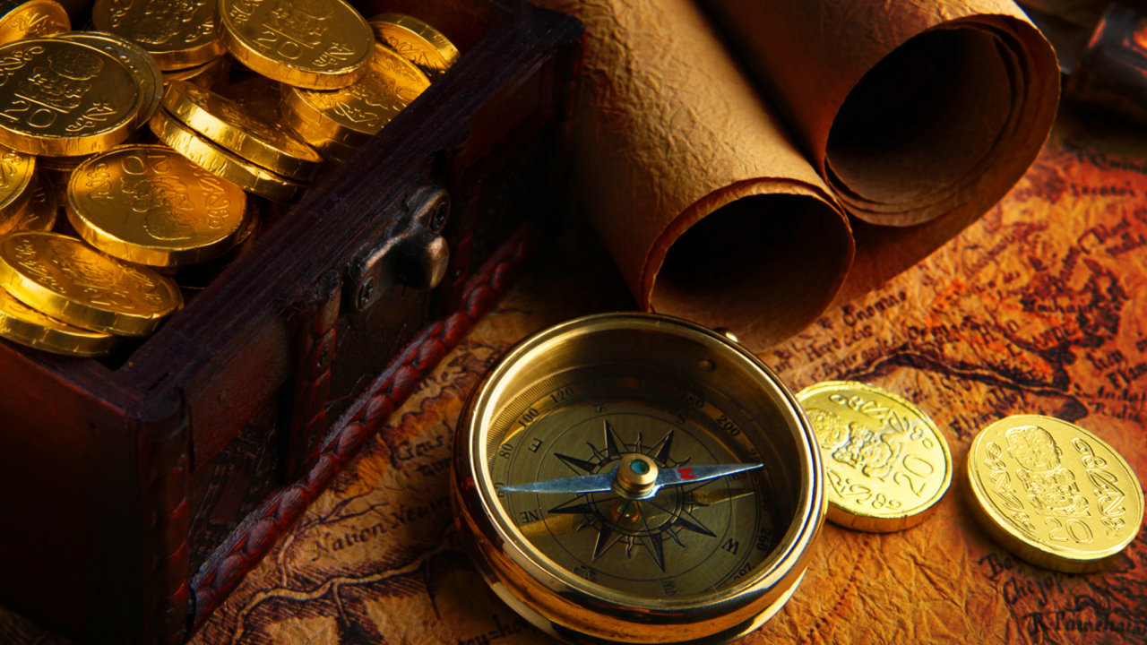 Gold and Pirate Map wallpaper 1280x720
