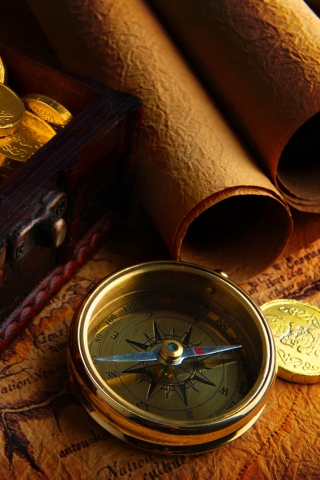 Gold and Pirate Map wallpaper 320x480