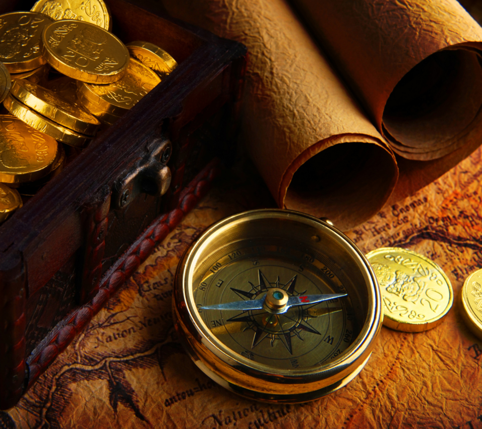 Gold and Pirate Map wallpaper 960x854