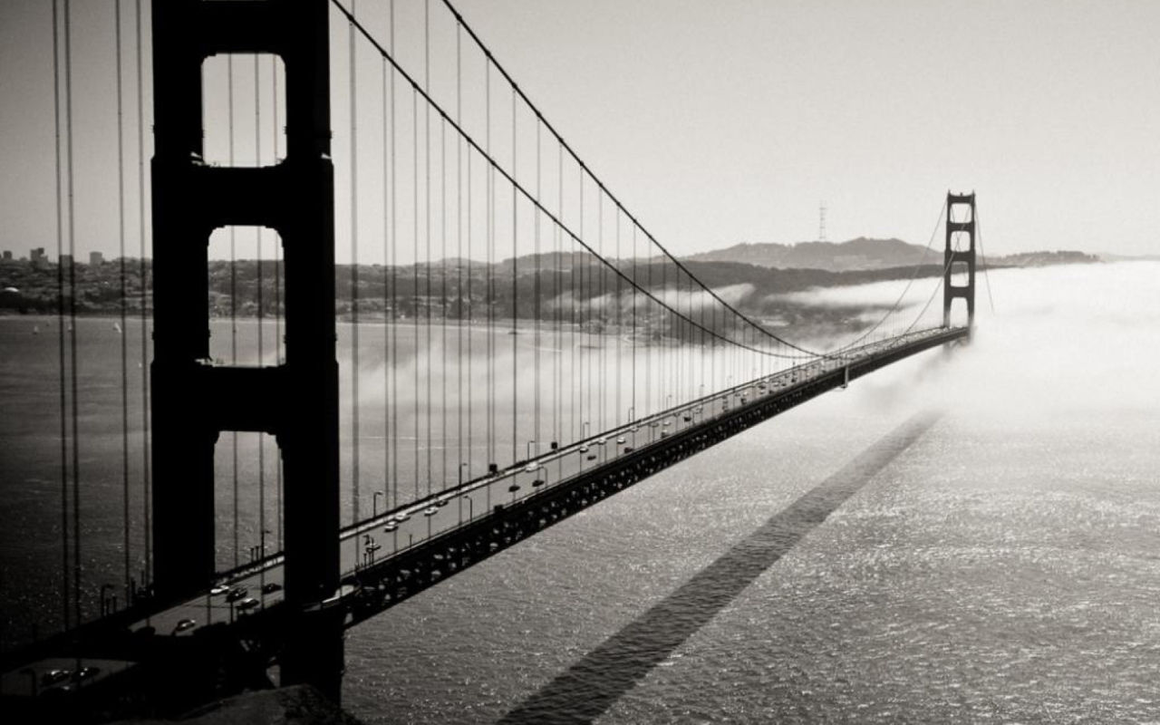 Das Bridge In The Fog Wallpaper 1280x800