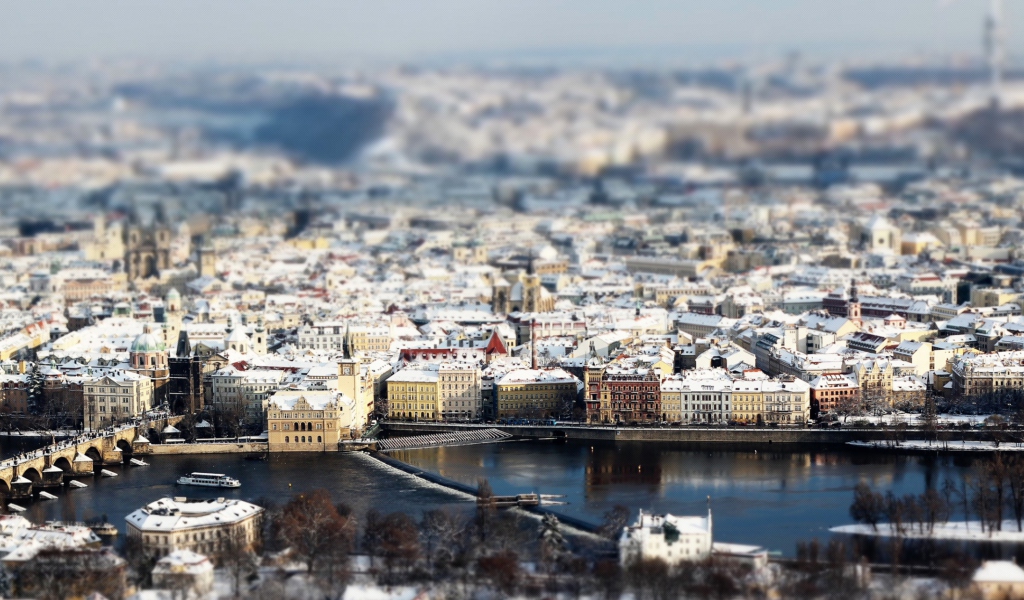 Обои Prague Winter Panorama 1024x600