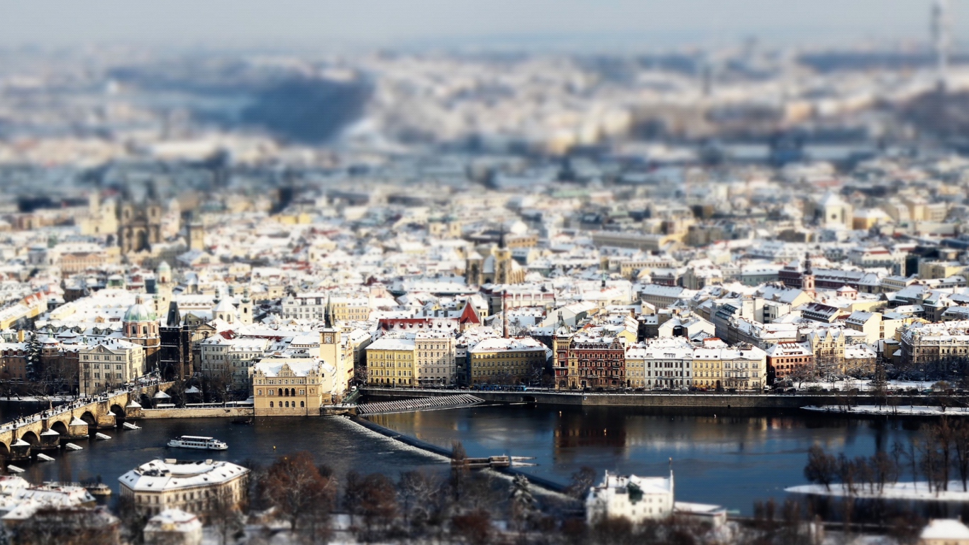 Das Prague Winter Panorama Wallpaper 1366x768