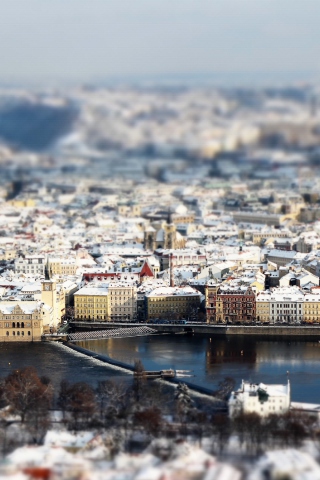 Prague Winter Panorama wallpaper 320x480