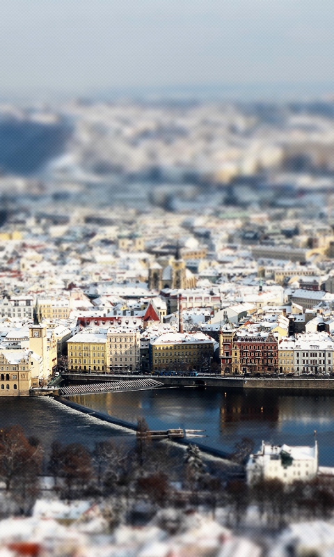 Das Prague Winter Panorama Wallpaper 480x800