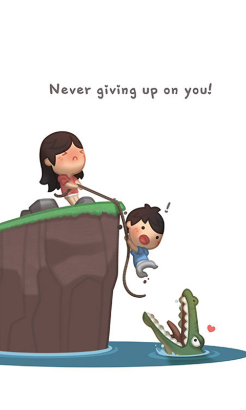 Love Is - Never giving up on you wallpaper 480x800