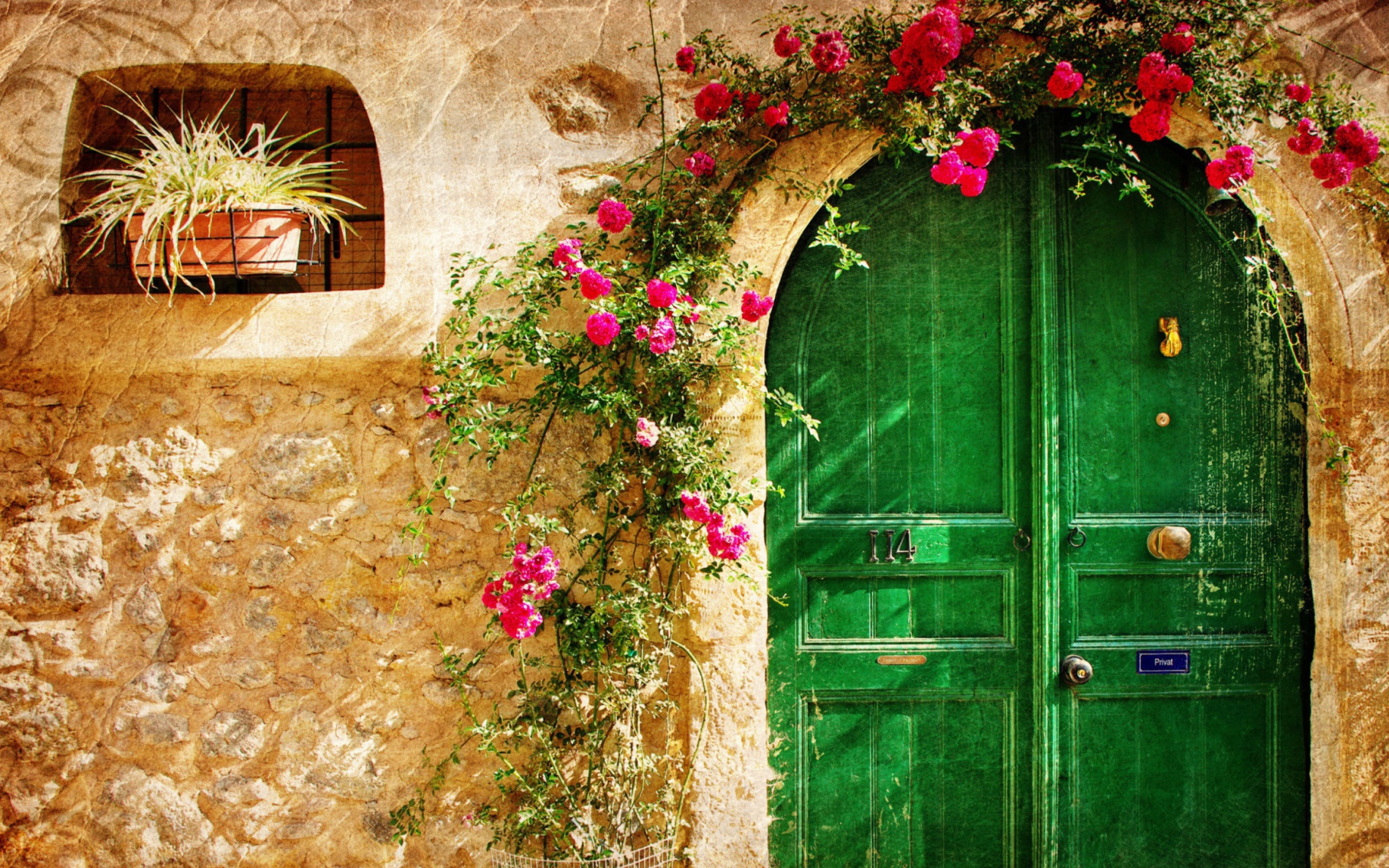 Picturesque Old House Door wallpaper 2560x1600