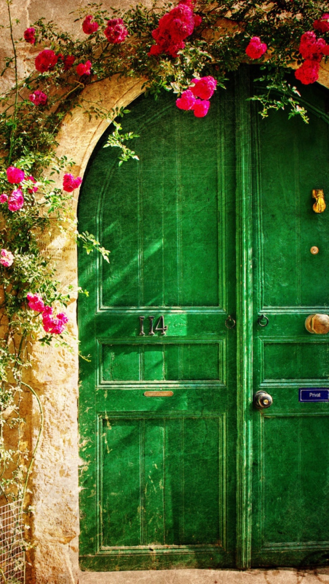 Das Picturesque Old House Door Wallpaper 640x1136