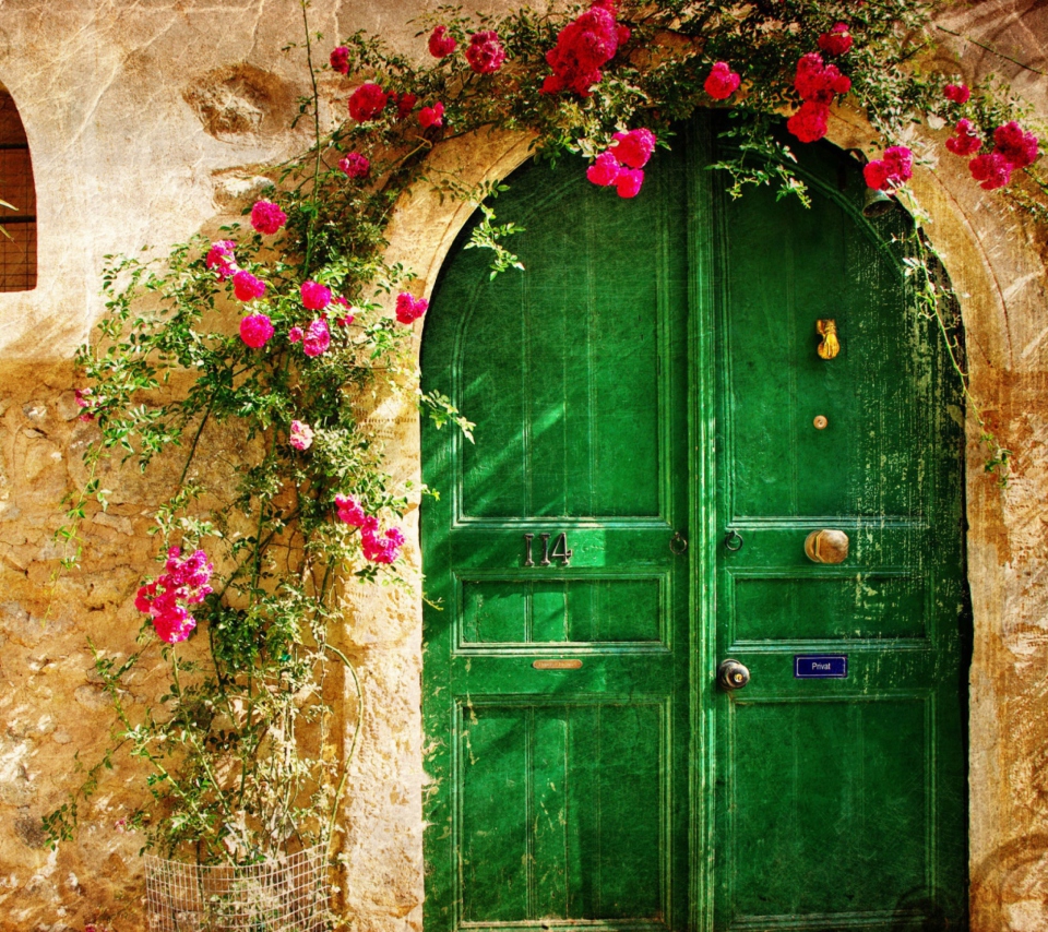 Das Picturesque Old House Door Wallpaper 960x854