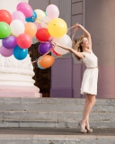 Das Girl With Colorful Balloons Wallpaper 128x160