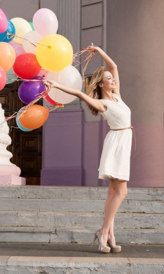 Das Girl With Colorful Balloons Wallpaper 240x400