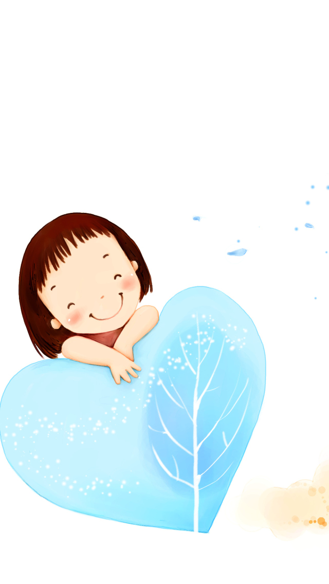 Drawing Of Funny Girl With Heart wallpaper 640x1136