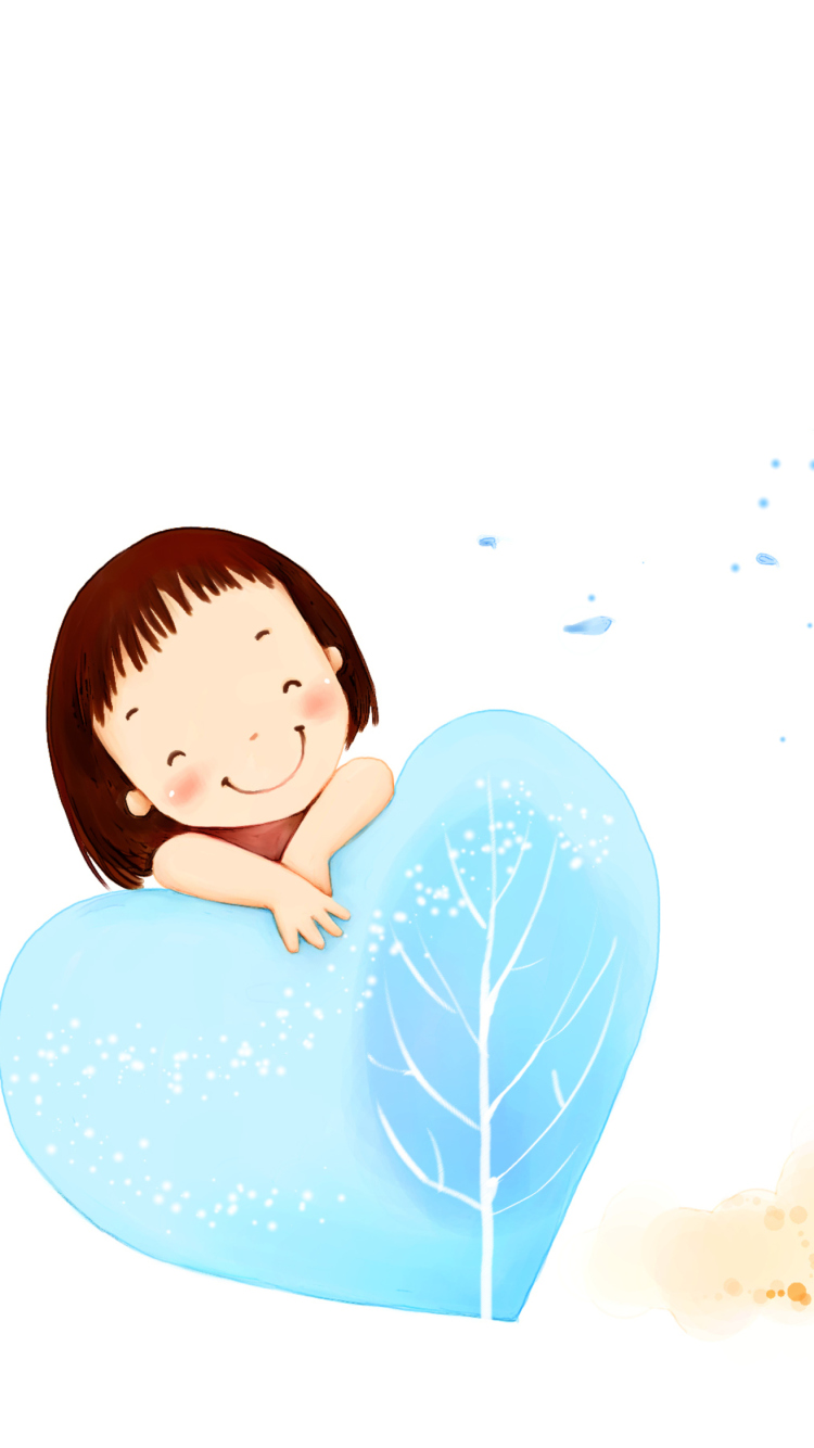 Drawing Of Funny Girl With Heart wallpaper 750x1334