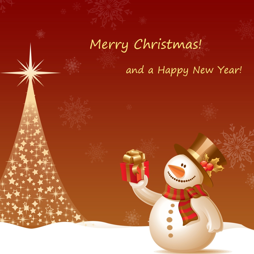 Snowman New Year 2013 wallpaper 1024x1024