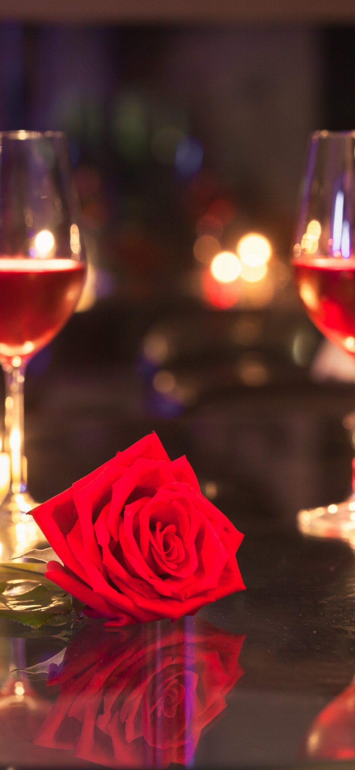 Romantic evening with wine wallpaper 1170x2532