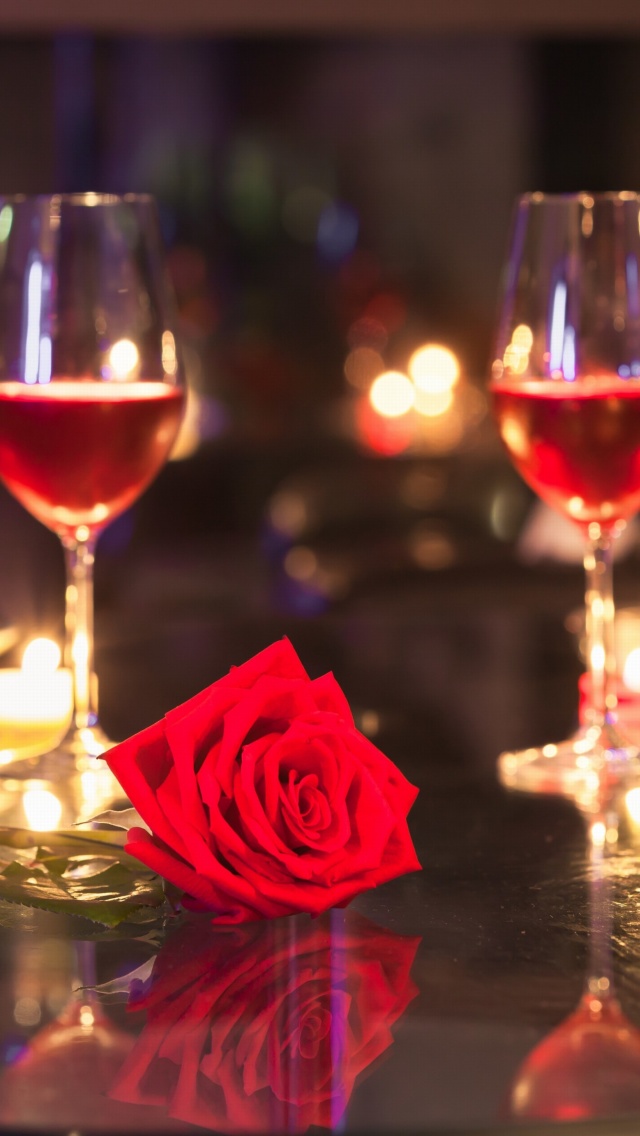 Romantic evening with wine wallpaper 640x1136