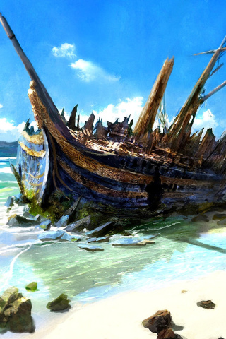 Das Shipwreck Wallpaper 320x480