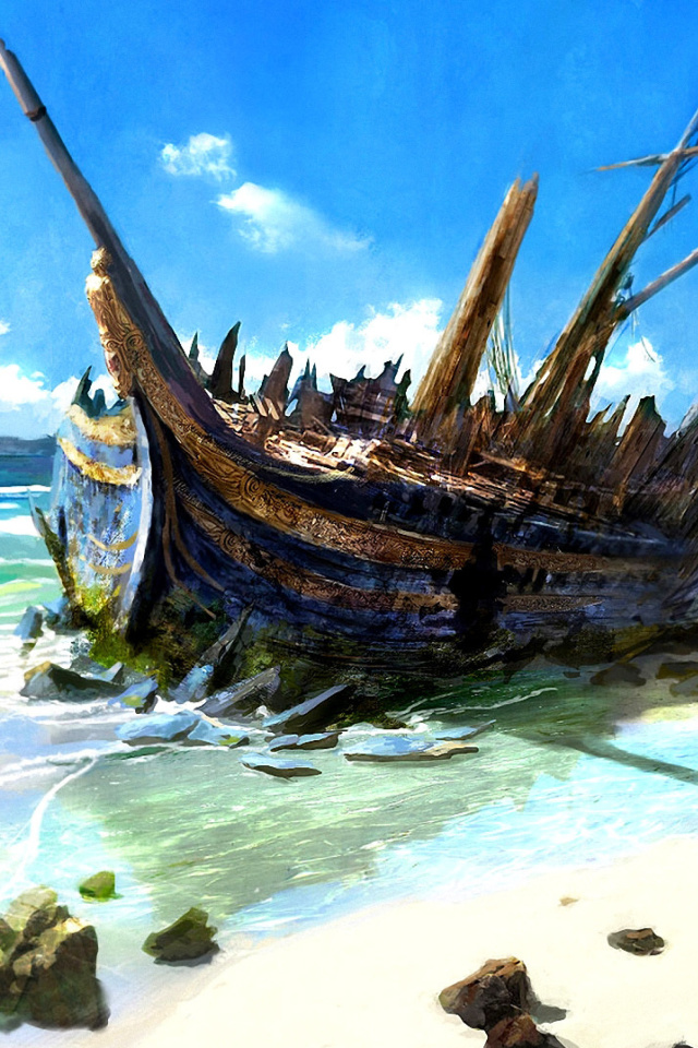 Fondo de pantalla Shipwreck 640x960