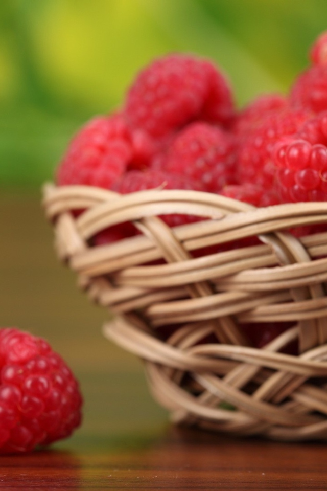 Basket Of Raspberries wallpaper 640x960