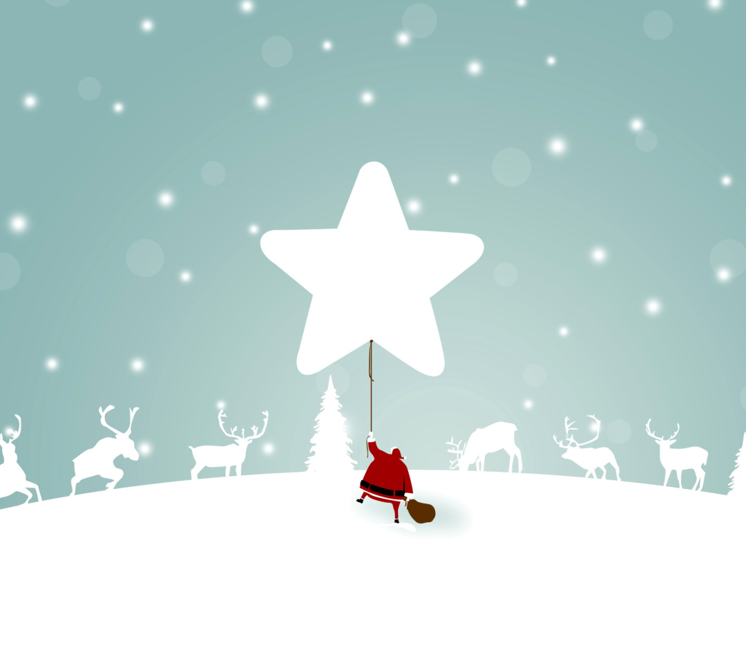 Обои Santa Claus with Reindeer 1080x960
