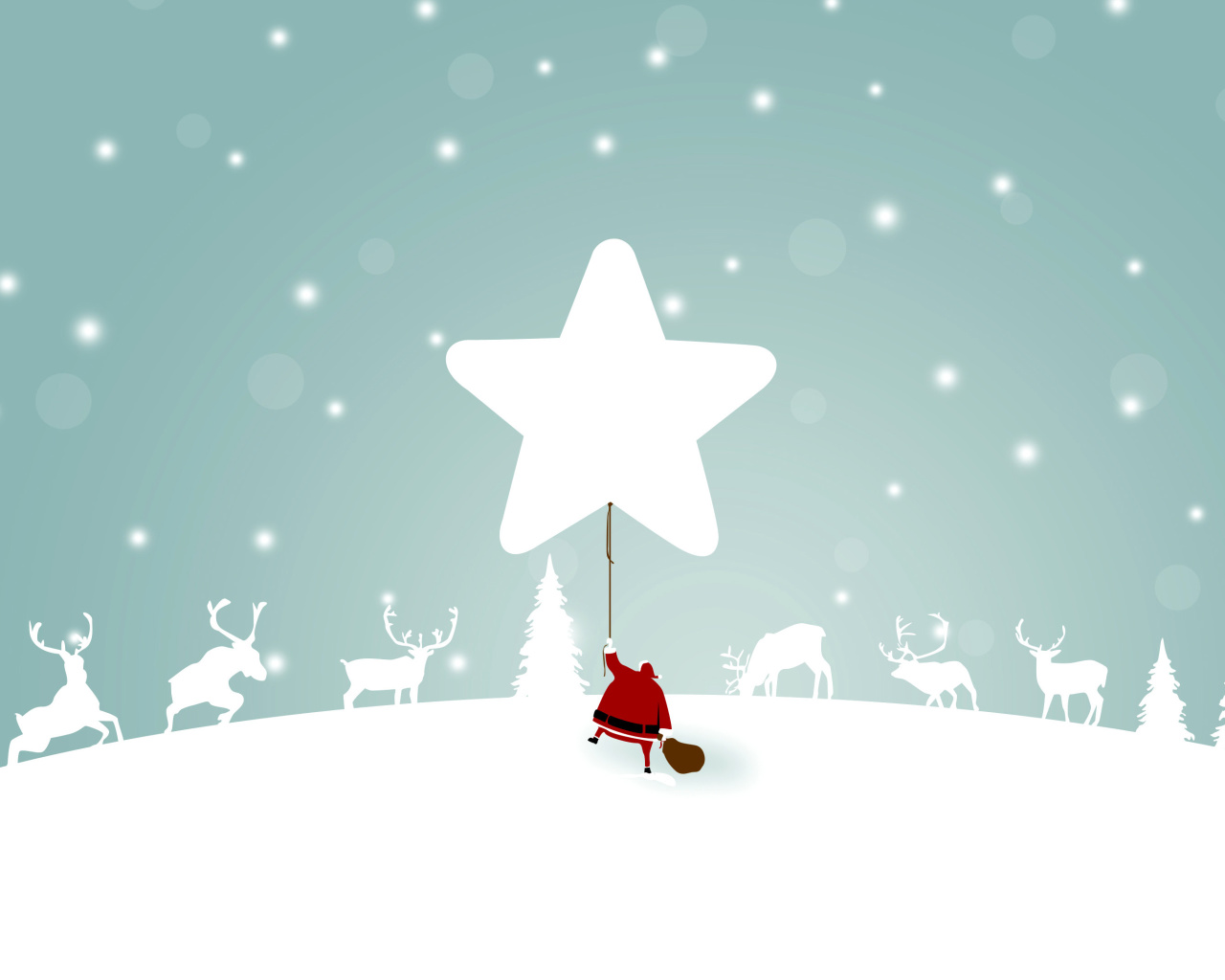 Обои Santa Claus with Reindeer 1280x1024