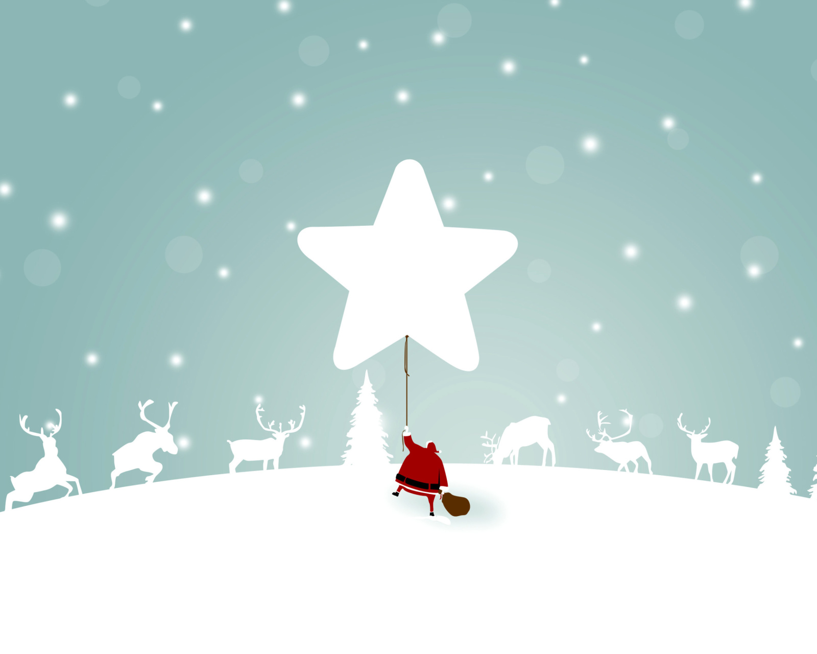 Обои Santa Claus with Reindeer 1600x1280
