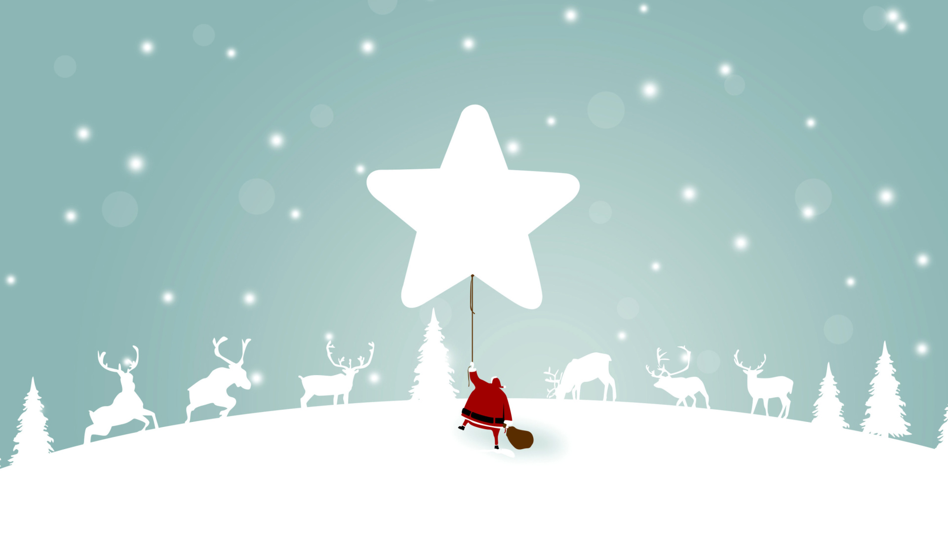 Das Santa Claus with Reindeer Wallpaper 1920x1080