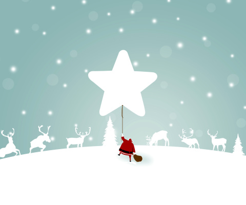 Santa Claus with Reindeer wallpaper 480x400