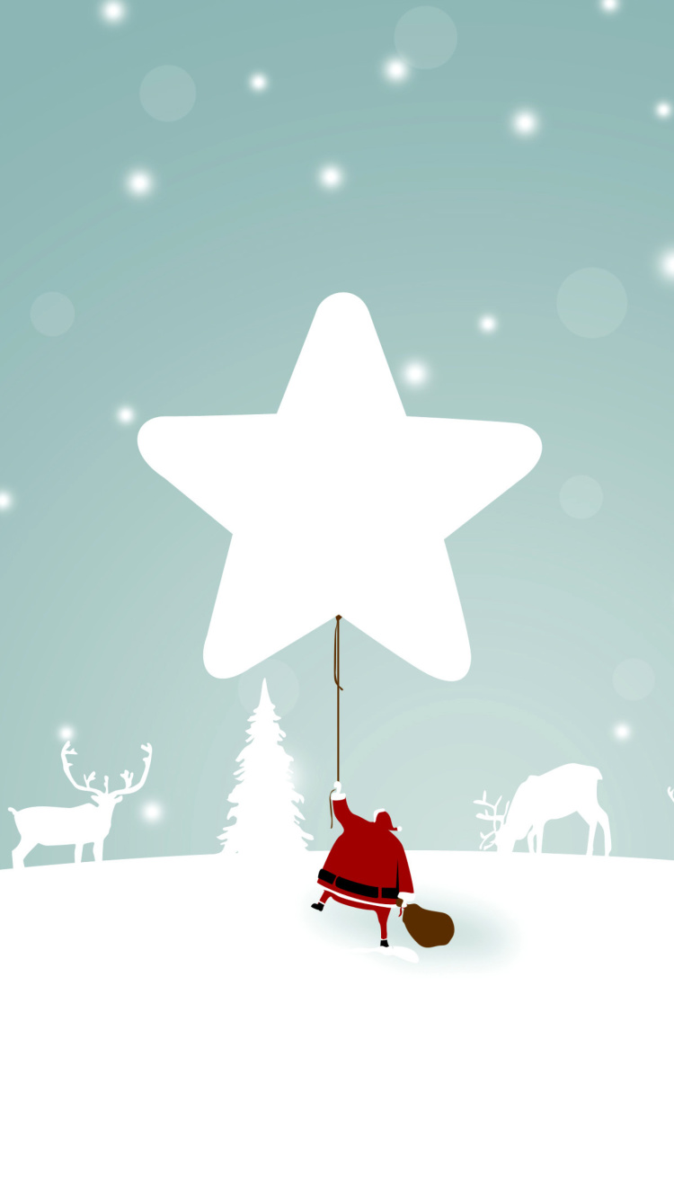 Обои Santa Claus with Reindeer 750x1334