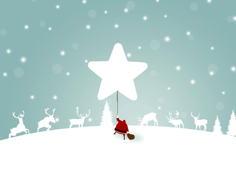 Das Santa Claus with Reindeer Wallpaper 800x600