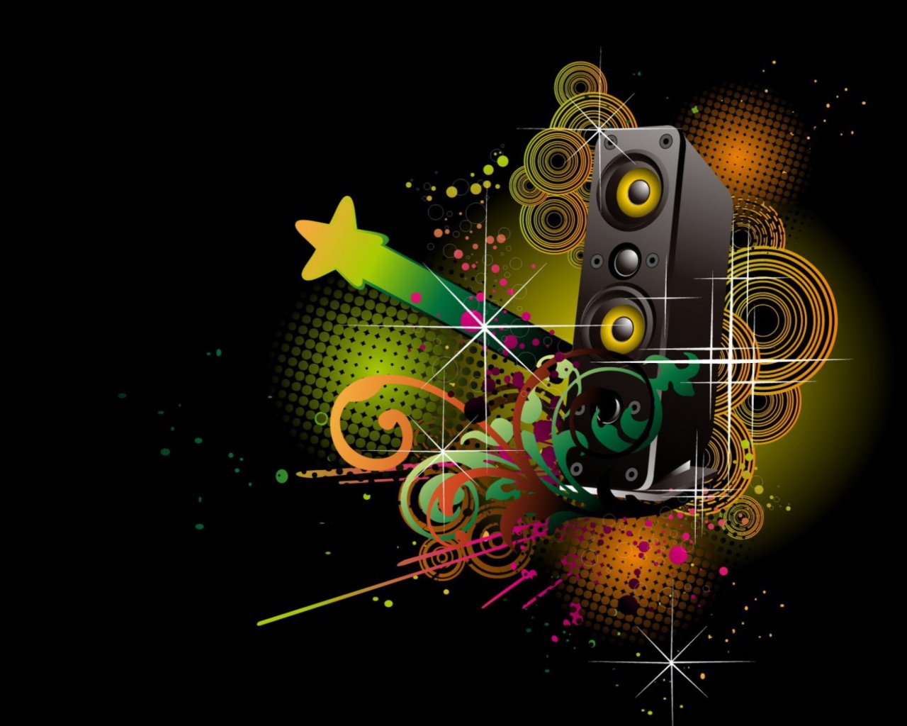 Screenshot №1 pro téma Music Speakers Abstraction 1280x1024