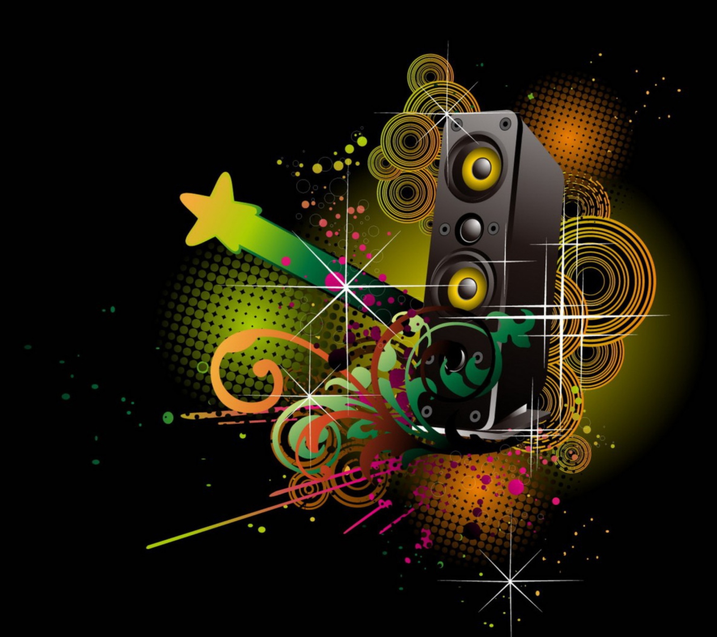 Fondo de pantalla Music Speakers Abstraction 1440x1280