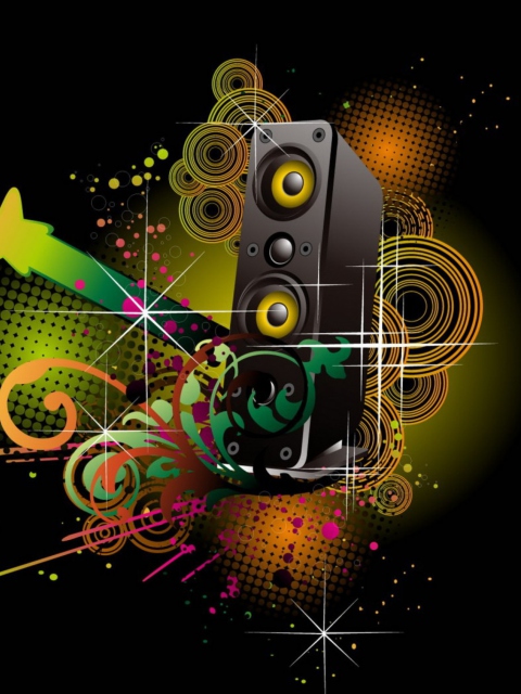 Das Music Speakers Abstraction Wallpaper 480x640