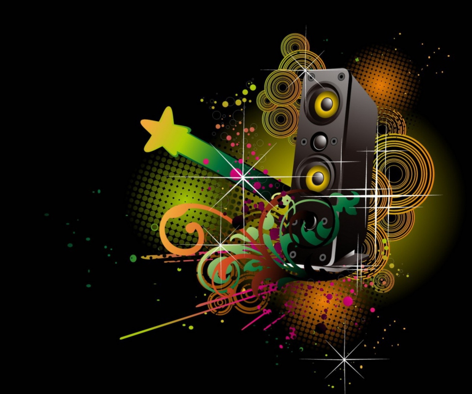 Das Music Speakers Abstraction Wallpaper 960x800