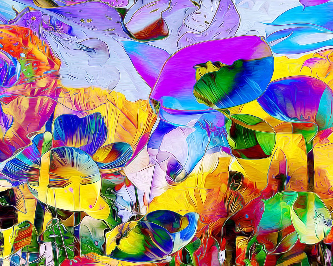 Colored painted Petals screenshot #1 1280x1024