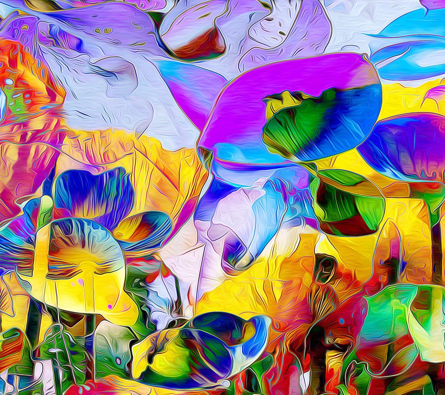 Colored painted Petals wallpaper 1440x1280