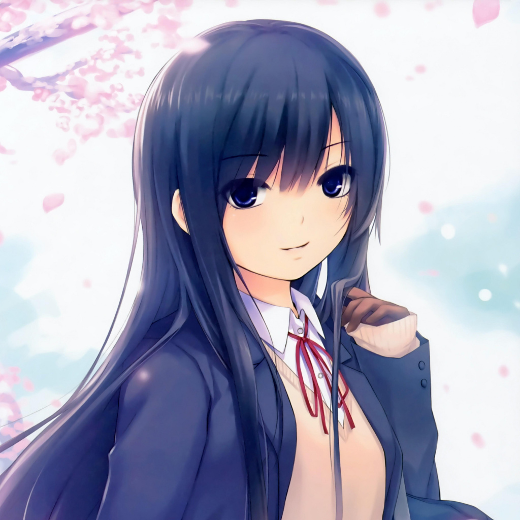 Das Anime Girl Cherry Blossom Wallpaper 1024x1024